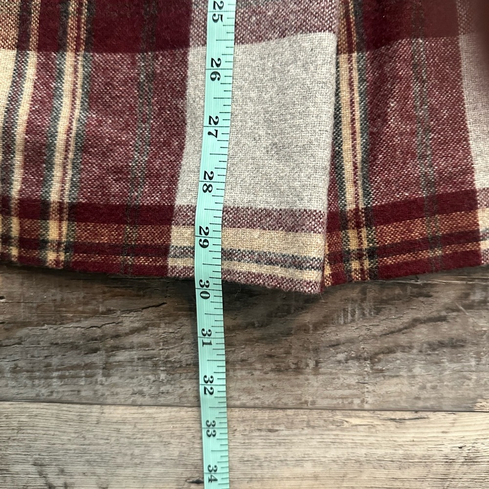 Vintage Genuine 1970s Wool Blend Plaid Burgundy A-Line Maxi Skirt Size S - Picture 3 of 5
